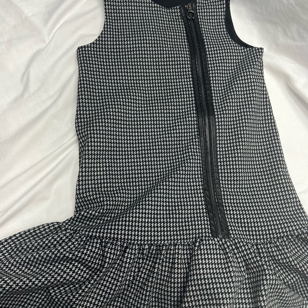 Herringbone Wool Blend Girls Sleeveless Zipper Jumper size 7